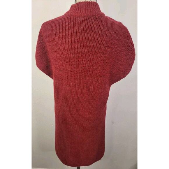 Athleta Pinewood Sweater Dress Size MP Mock Neck 100% Merino Burgundy Knit - Picture 7 of 12